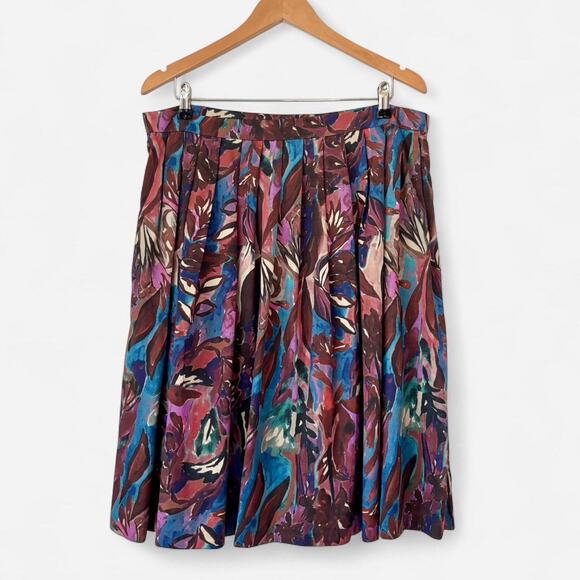 Peruvian Connection Pleated Watercolor Floral Skirt Boho Artsy NWT Size 14 - Picture 2 of 4